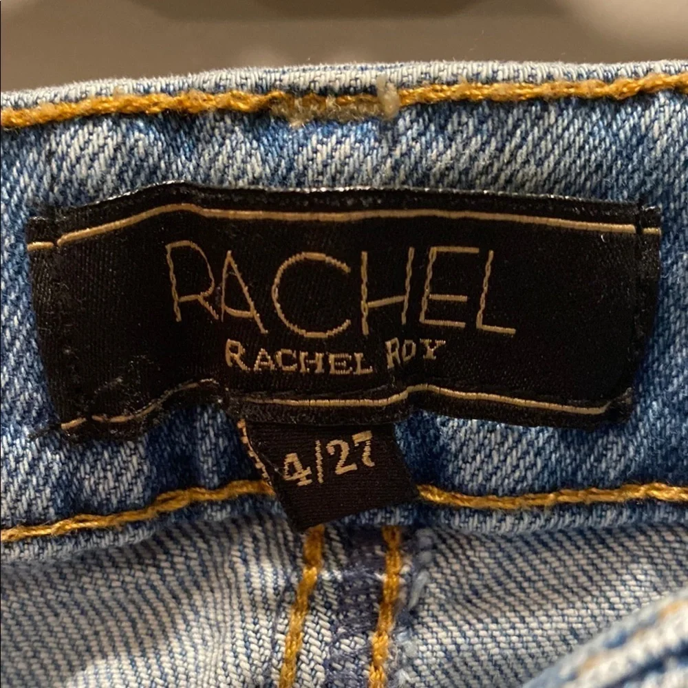 Rachel Roy Distressed Straight Leg Jeans 4 Mid Rise Denim - Picture 2 of 7